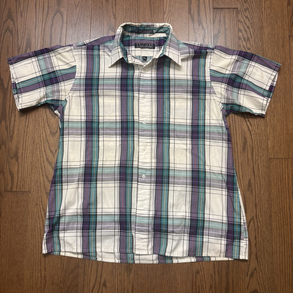 Vintage Y2K 90s Button Shirt Plaid Men's Large White Big Brother Core Gorp Skate